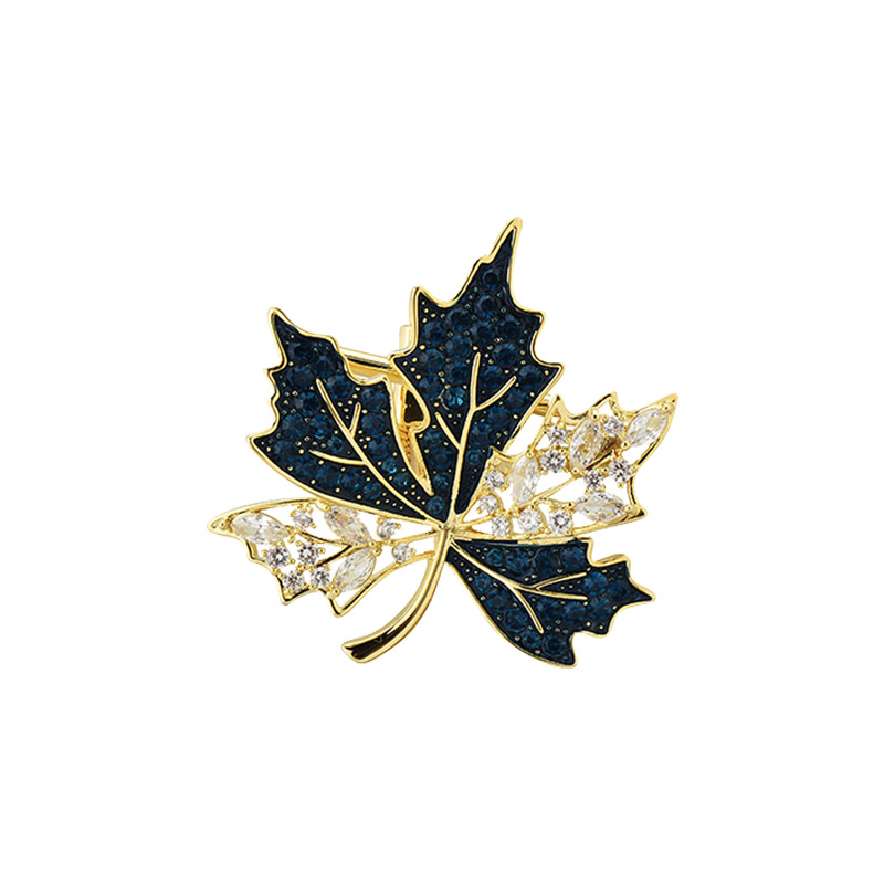 Metalna broš s oblikom lišća, dijamantna obrada, Name Ba, za žene