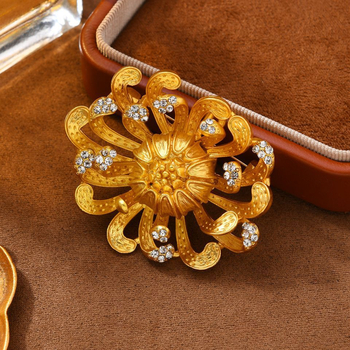 Vintage cvjetna broš – cinkova Legura, elektroplatirano, 3D metalni cvijet, dvostruka namjena vjenčani dodatak