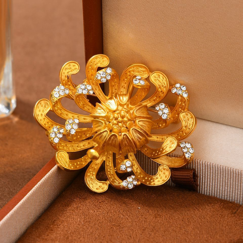 Vintage cvjetna broš – cinkova Legura, elektroplatirano, 3D metalni cvijet, dvostruka namjena vjenčani dodatak