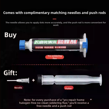 Ycs halogeno neturintis fluksas mobiliesiems telefonams remontui — be valymo