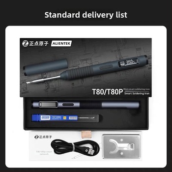 Išmanioji litavimo stotis T80/T80P, 100W, nešiojama, pastovi temperatūra, C245/C210 gali