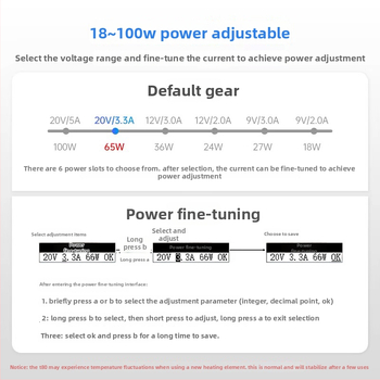 Išmanioji litavimo stotis T80/T80P, 100W, nešiojama, pastovi temperatūra, C245/C210 gali