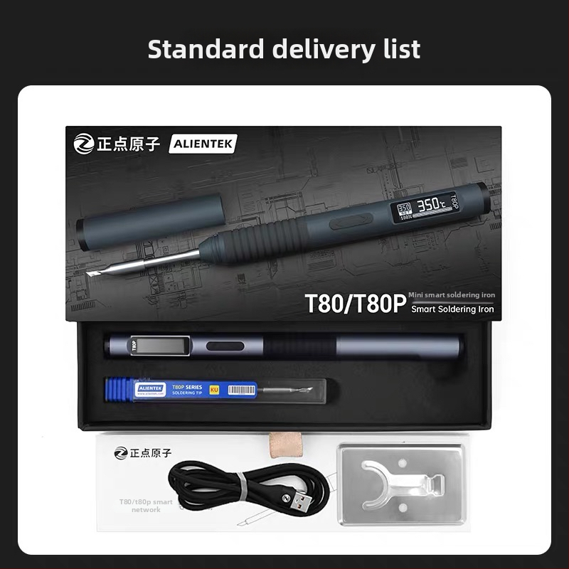 T80/T80P gudrā lodēšanas stacija, 100W, pārnēsājama, konstantas temperatūra, C245/C210 gali