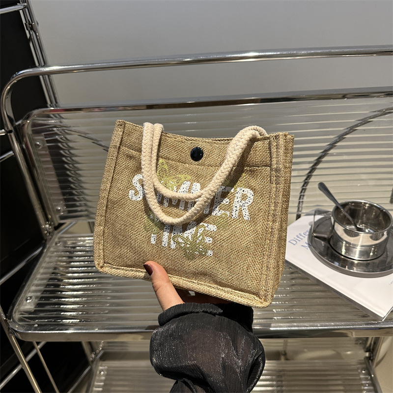 Geantă de mână din in, cu căptușeală de cânepă, formă dreptunghiulară, buzunar deschis, ideală pentru călătorii de agrement (in; căptușire din cânepă; formă dreptunghiulară; buzunar deschis; călătorii de agrement)