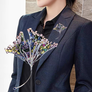 Bakrena broš s listom ginka, elektroplatiranje, Yuliang Jewelry, ženski luksuzni dodatak