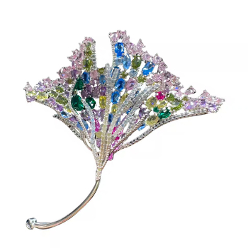 Bakrena broš s listom ginka, elektroplatiranje, Yuliang Jewelry, ženski luksuzni dodatak