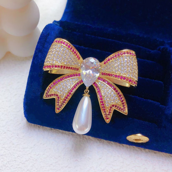 Bakrena broš u obliku mašne, elektroplatiranje, podrijetlo Yiwu, ljeto 2024