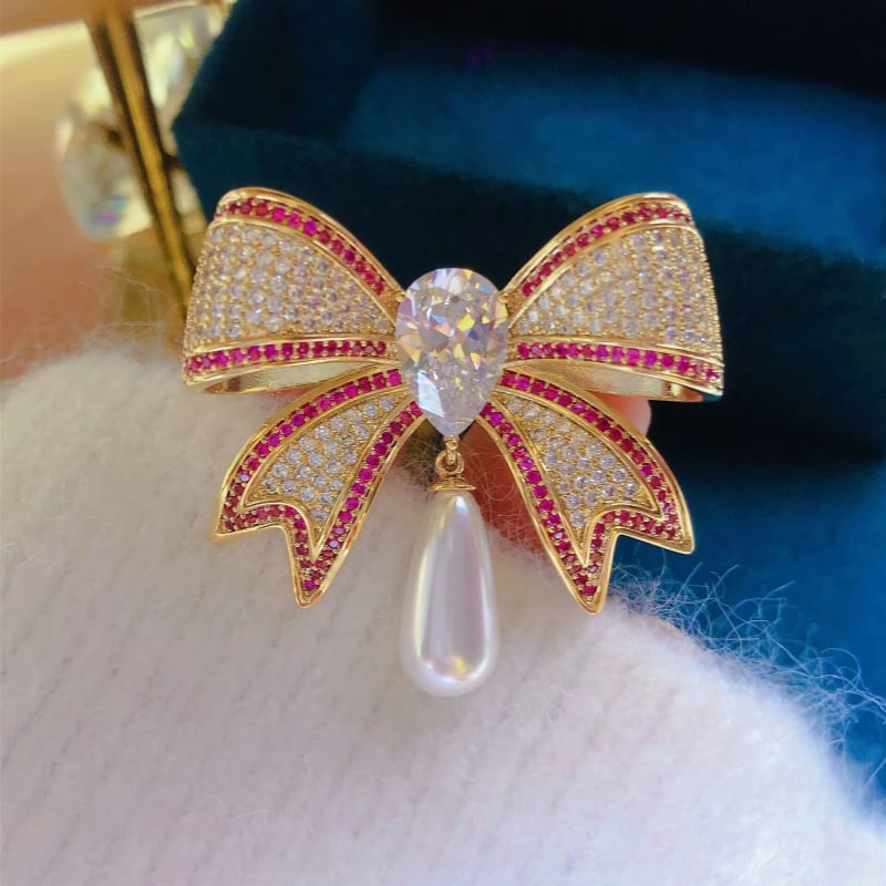 Bakrena broš u obliku mašne, elektroplatiranje, podrijetlo Yiwu, ljeto 2024