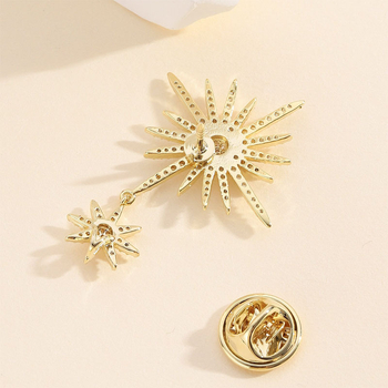 Ženska broš za sako – bakrena podloga, mikro ugrađeni cirkoni, elektroplatiranje; dekorativna i fiksirajuća za sako