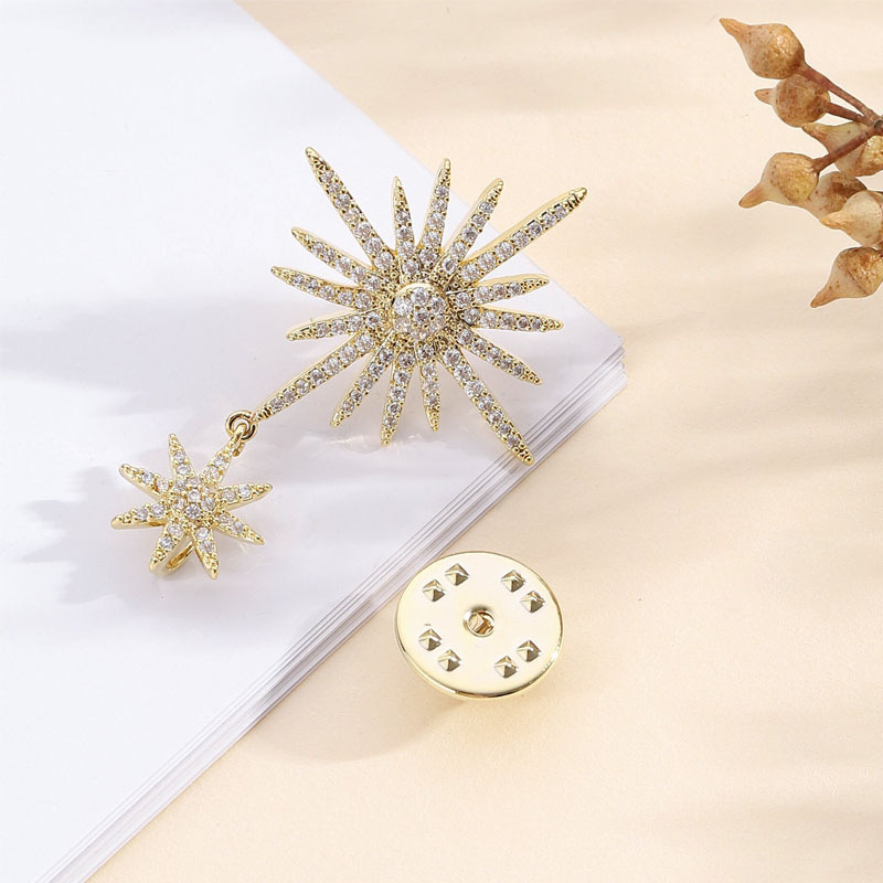 Ženska broš za sako – bakrena podloga, mikro ugrađeni cirkoni, elektroplatiranje; dekorativna i fiksirajuća za sako