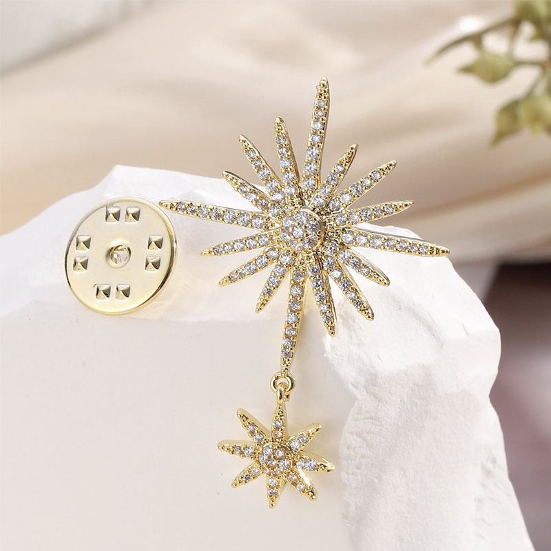 Ženska broš za sako – bakrena podloga, mikro ugrađeni cirkoni, elektroplatiranje; dekorativna i fiksirajuća za sako