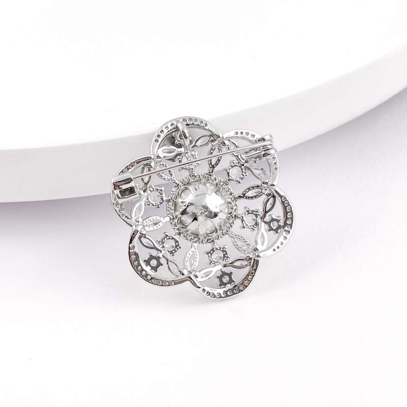 Broš s cvijetom u korejskom stilu, bakrena, marka Huili, elektroplatiranje, dekorativno, anti-refleksno