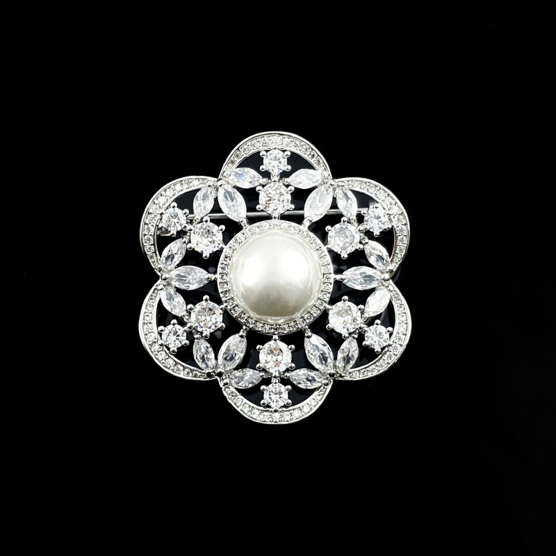 Broš s cvijetom u korejskom stilu, bakrena, marka Huili, elektroplatiranje, dekorativno, anti-refleksno