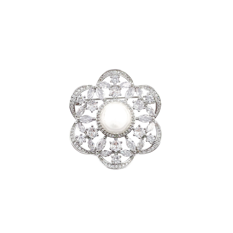 Broš s cvijetom u korejskom stilu, bakrena, marka Huili, elektroplatiranje, dekorativno, anti-refleksno