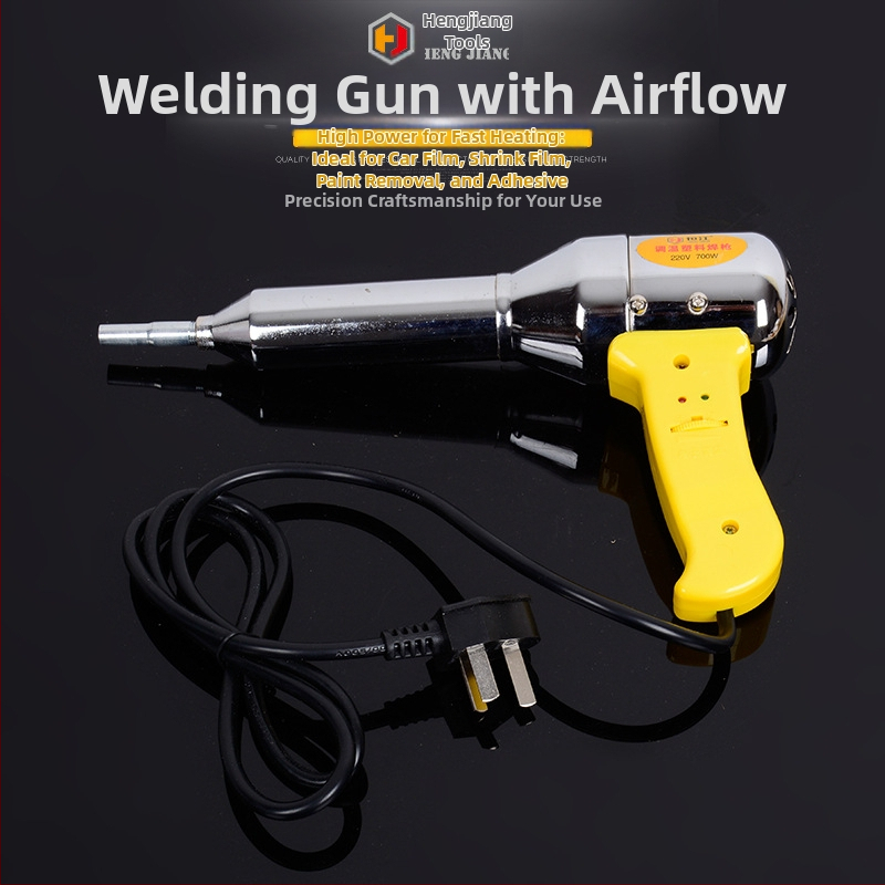 Temperatūras regulēta karsto gaisu pistole plastmasas liešanai, AC barošanās 220–240V, iekļauts metināšanas uzgalis.