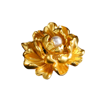 Yusheng broš s cvjetnim oblikom od legure, elektroplatiniran, klasični unisex dodatak