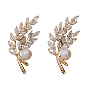 Broška s cirkonima u obliku pšenice, s postavljanjem bisera, za žene