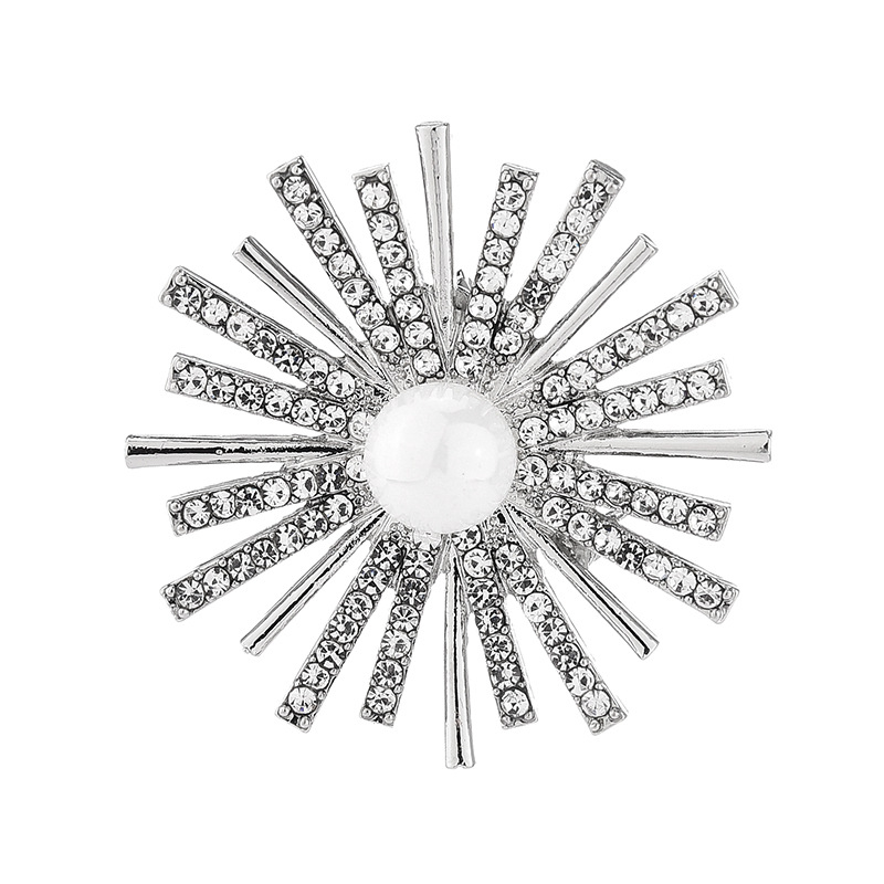 Broš zo zliatiny, vzor snehovej vločky, vysoká kvalita, perly a kryštály, diamantové opracovanie, kód xz201230, vhodné na svadbu a darček