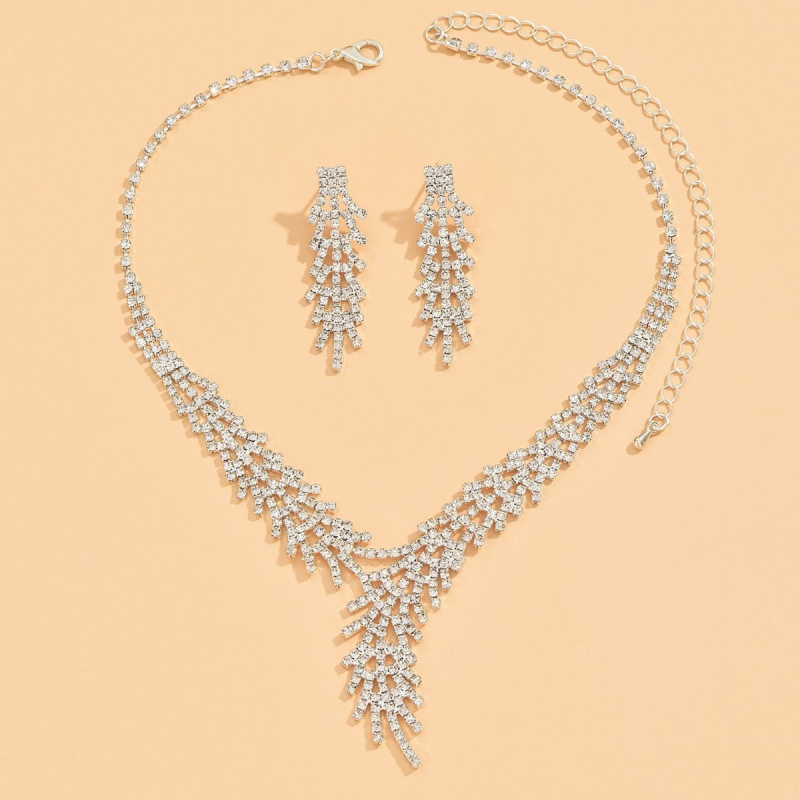 Set ogrlice i naušnica s križem – Mist Man, legura, bambus lanac, s rhinestones, geometrijski dizajn