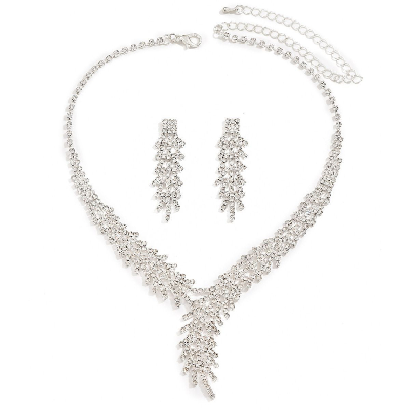 Set ogrlice i naušnica s križem – Mist Man, legura, bambus lanac, s rhinestones, geometrijski dizajn