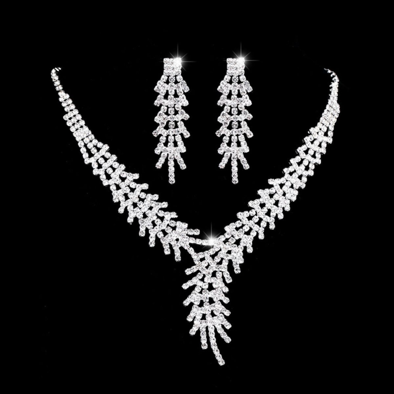 Set ogrlice i naušnica s križem – Mist Man, legura, bambus lanac, s rhinestones, geometrijski dizajn