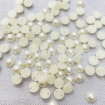 ABS plastične perle s dvostrukim otvorom, polukružnog oblika s ravnim dnom i otvorima, imitacija bisera za šivanje vjenčanica, 8–10 mm