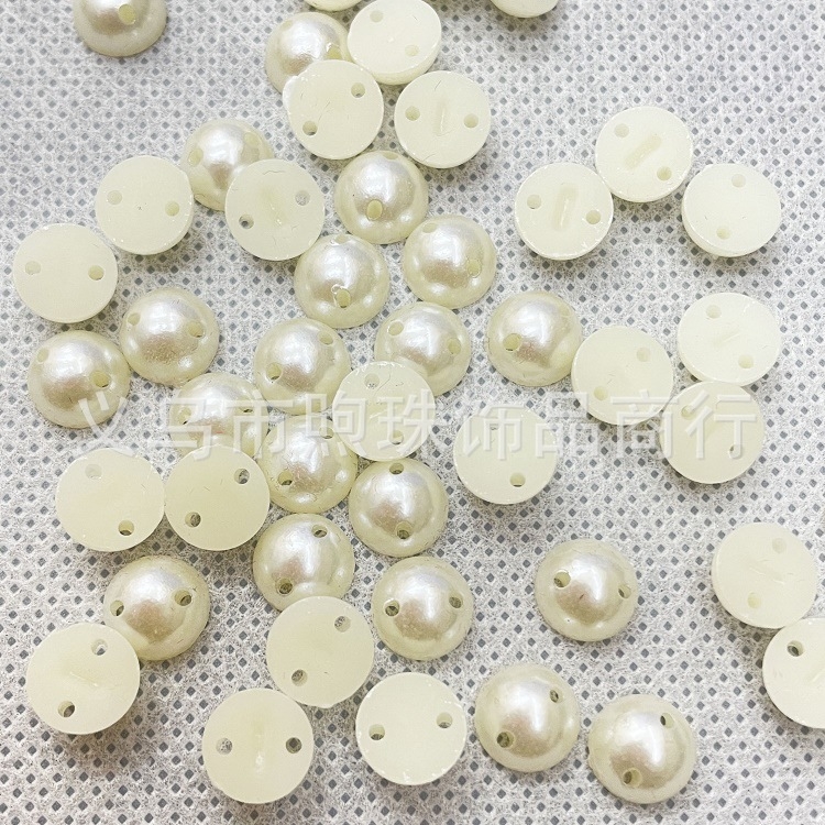 ABS plastične perle s dvostrukim otvorom, polukružnog oblika s ravnim dnom i otvorima, imitacija bisera za šivanje vjenčanica, 8–10 mm