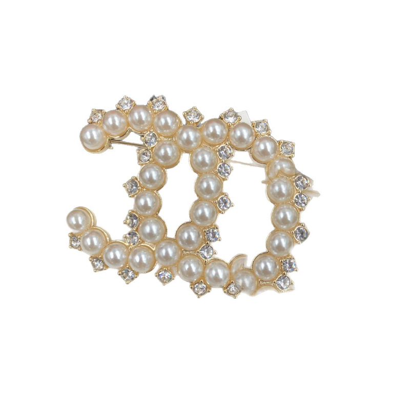 Broš s umjetnim perlama, oblik slova, elektroplating, svjež i sladak stil, za žene