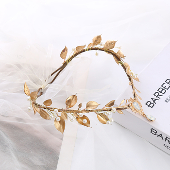 Κορδέλα μαλλιών με κρεμαστό φύλλου και μαργαριτάρια, χειροποίητο αξεσουάρ νύφης για γάμο