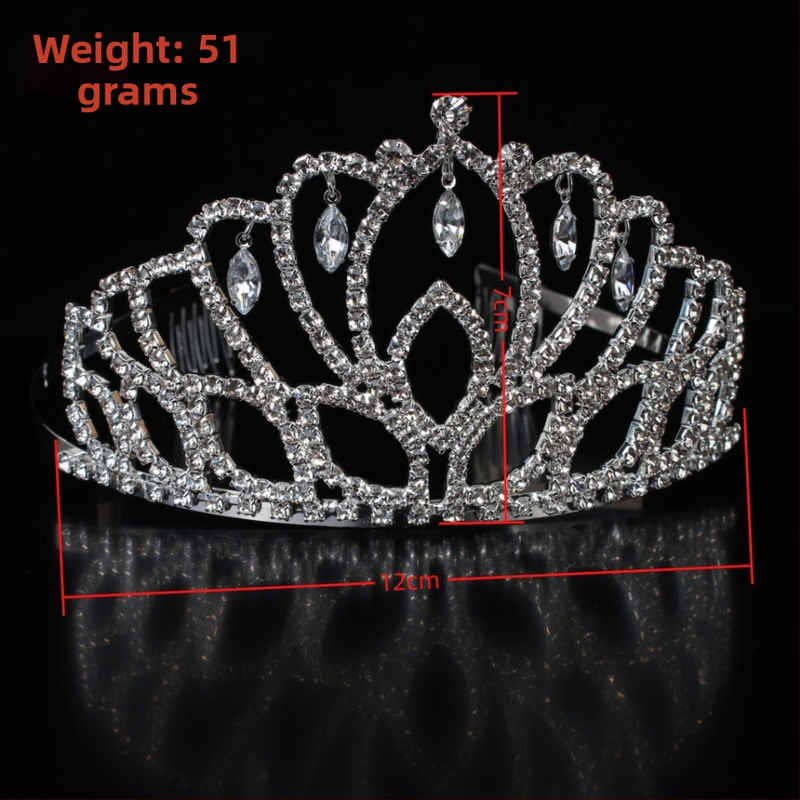 Украса за глава с корона – медни щипки и кристали; електроплатинация; бял кристал; стил Fashion OL, женски