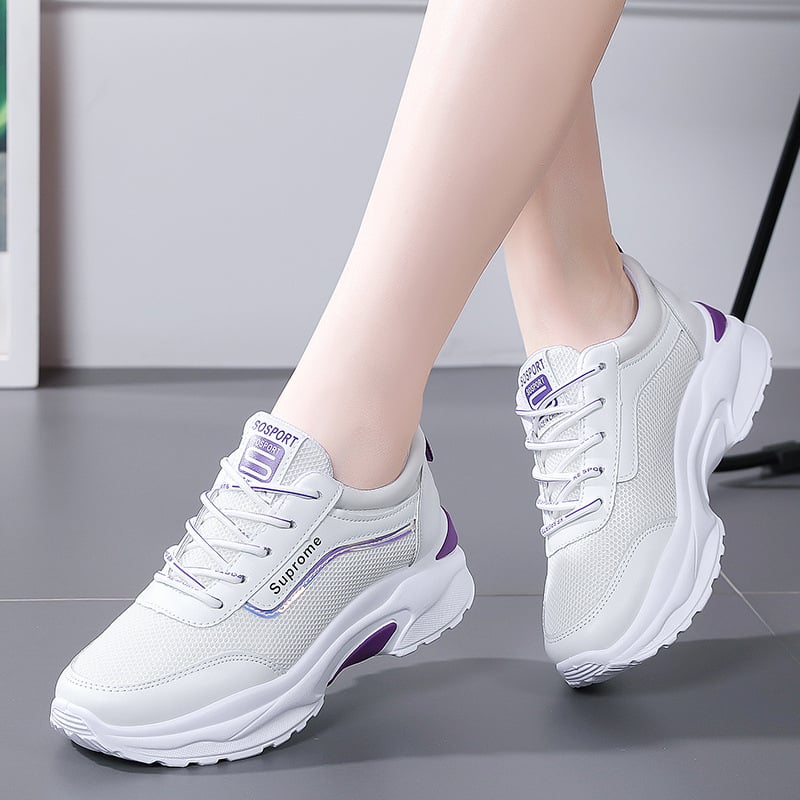 Спортни обувки за бягане – горна част от двуслойна телешка кожа, гумена подметка, кръгъл нос, нисък ток 1-3 см, връзки отпред