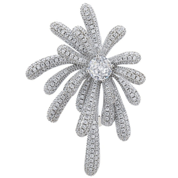 Meďová brošňa s inlaid zirkónom, dámsky štýl, univerzálny doplnok, s kovovým povrchom