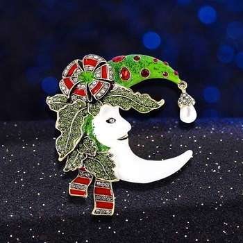 Mjesečeva broš, legura, zlatni premaz, motiv snježna pahulja, unisex, originalni dizajn dekorativni pin za odjeću