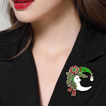 Mjesečeva broš, legura, zlatni premaz, motiv snježna pahulja, unisex, originalni dizajn dekorativni pin za odjeću