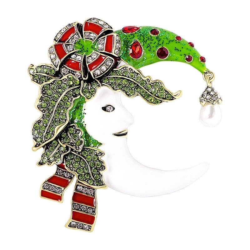 Mjesečeva broš, legura, zlatni premaz, motiv snježna pahulja, unisex, originalni dizajn dekorativni pin za odjeću