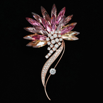 Xiliangfeizi meďová brošňa – sny gradientné kryštálové dymové kvety, elektroplatovaná povrchová úprava, dámsky módny doplnok na dekoráciu, model X6201-1-430