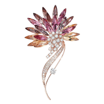 Xiliangfeizi meďová brošňa – sny gradientné kryštálové dymové kvety, elektroplatovaná povrchová úprava, dámsky módny doplnok na dekoráciu, model X6201-1-430