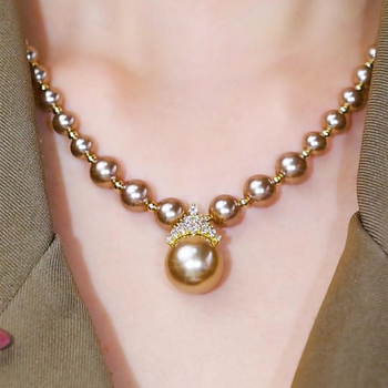 Колие с мъниста в стил принцеса с вградени смесени камъни, регулируема дължина 21–50 см, оригинален дизайн