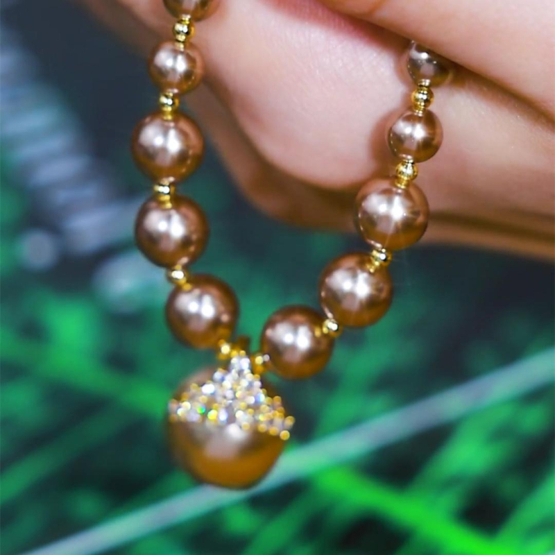 Колие с мъниста в стил принцеса с вградени смесени камъни, регулируема дължина 21–50 см, оригинален дизайн