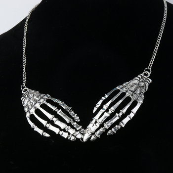 Колие с мотив на череп и клюн (цинкова сплав; електроплакиране; метален медальон: сплав; регулярен синджир; 33 г)