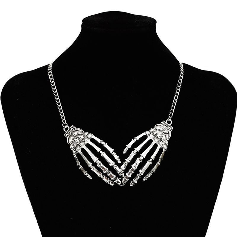 Колие с мотив на череп и клюн (цинкова сплав; електроплакиране; метален медальон: сплав; регулярен синджир; 33 г)