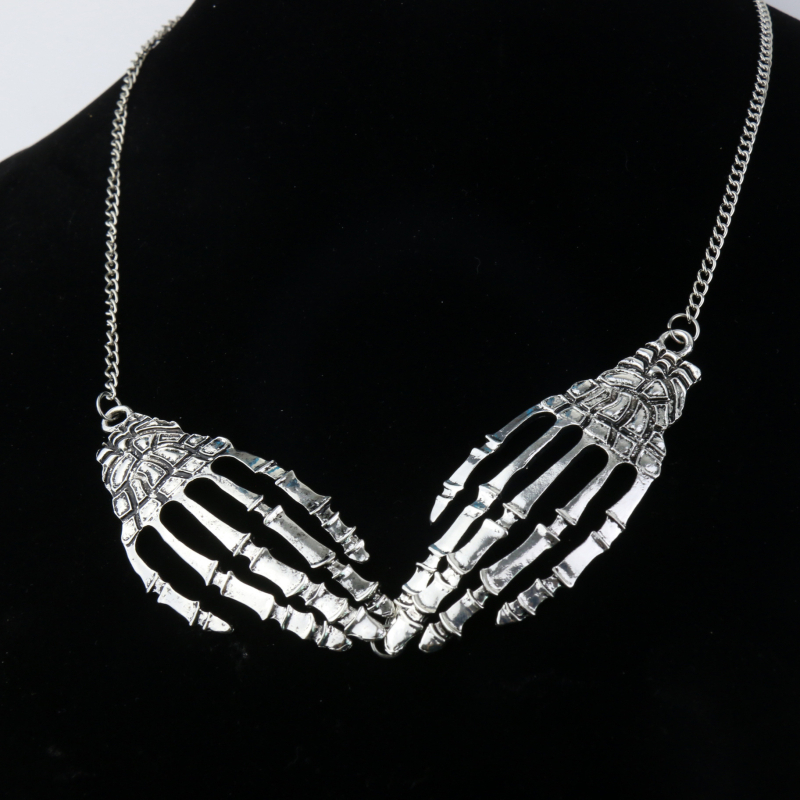 Колие с мотив на череп и клюн (цинкова сплав; електроплакиране; метален медальон: сплав; регулярен синджир; 33 г)