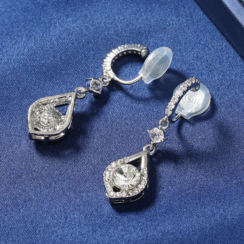 Клипсови обици, женски стил, геометричен дизайн водна капка, цинкова сплав, електропокритие