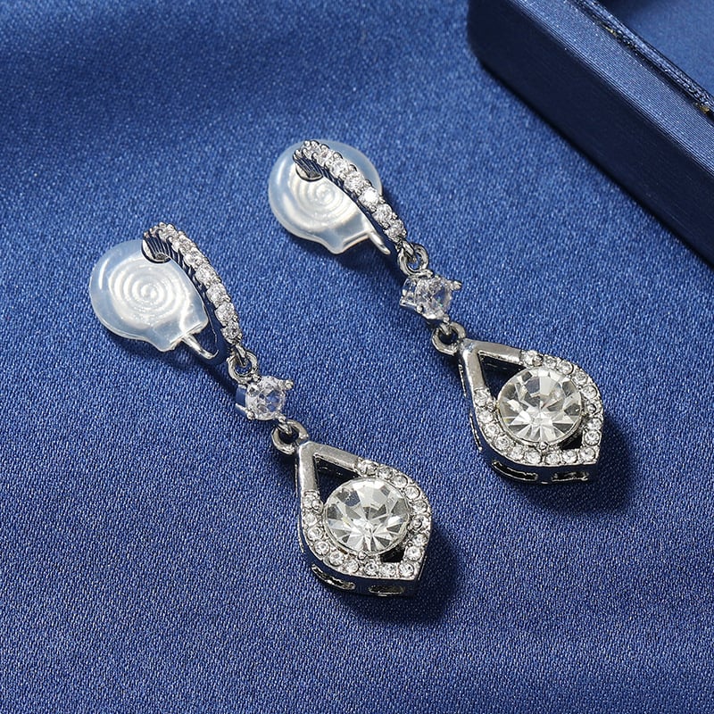 Клипсови обици, женски стил, геометричен дизайн водна капка, цинкова сплав, електропокритие