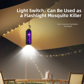 Lampa za ubijanje komaraca s LED svjetlom, sklopivi dizajn, pokrivenost do 10 m², aluminijska mreža, punjiva ugrađena baterija (6–8 h)