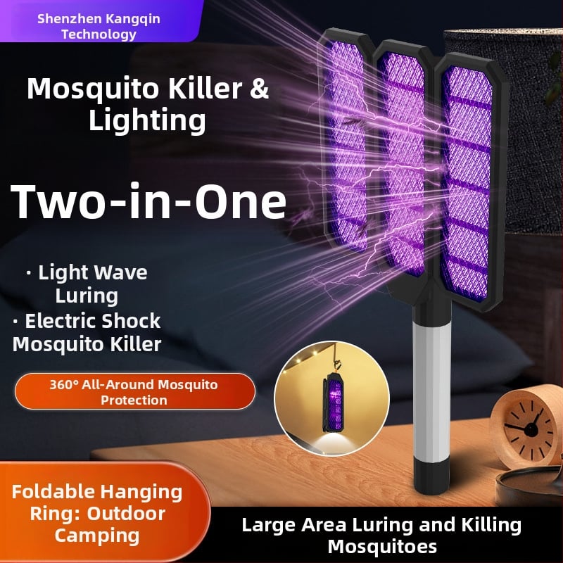 Lampa za ubijanje komaraca s LED svjetlom, sklopivi dizajn, pokrivenost do 10 m², aluminijska mreža, punjiva ugrađena baterija (6–8 h)