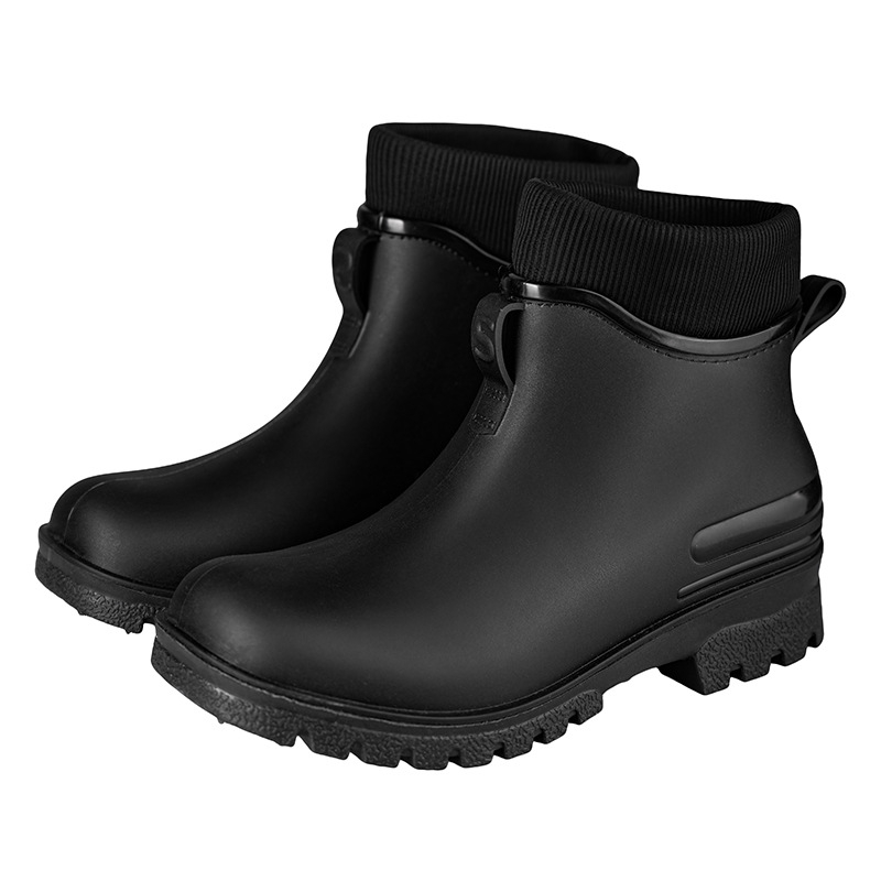 Ženske kišne čizme, PVC gornji dio, nizak cilindar, pet 1–3 cm, jednobojne, vodonepropusne