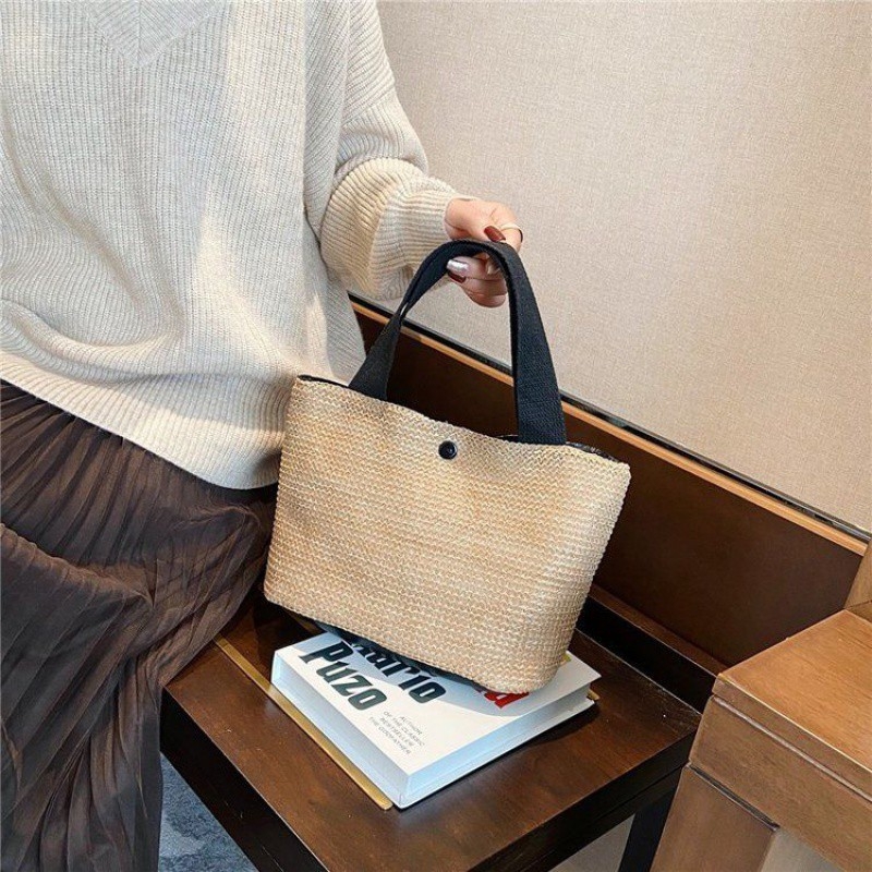 Geantă Tote Corduroy — Capacitate mare; Închidere magnetică; Captușire: iarbă; Stil vacanță plajă