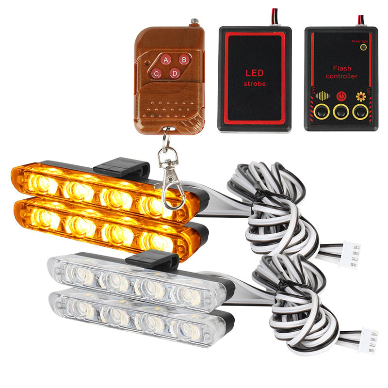 12V bežično daljinsko upravljanje – LED strob svjetlo za automobilsku rešetku, klip, 16 LED