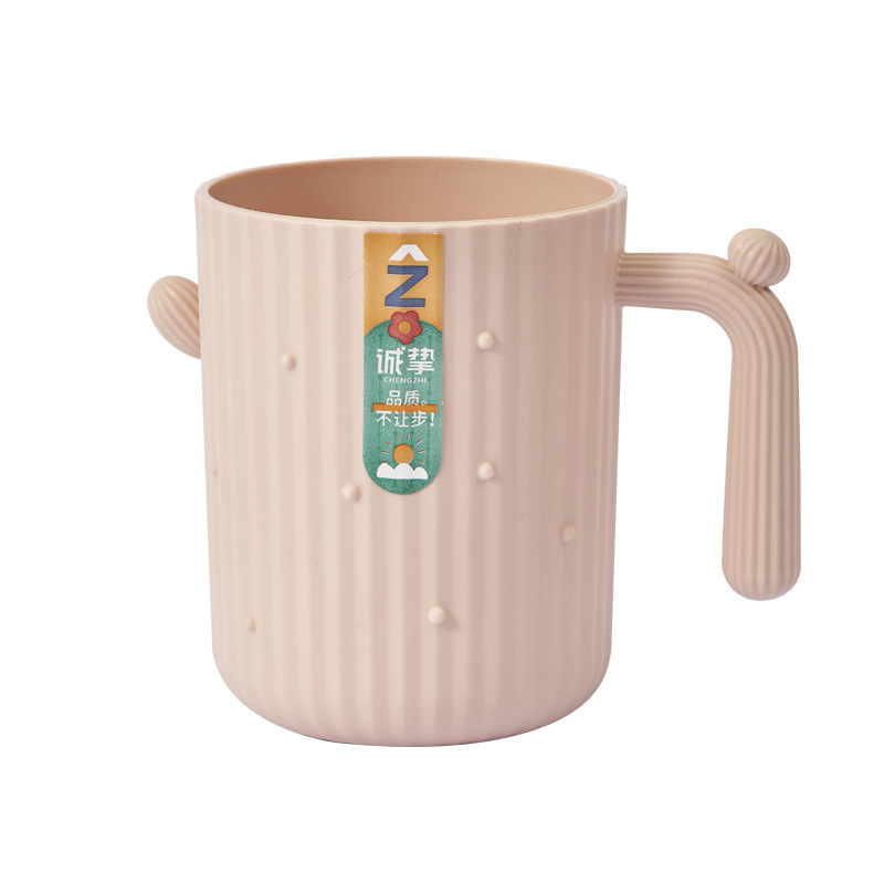 Čašica za ispiranje usta s dizajnom kaktusa, PP plast, okrugla jednoslojna čaša s držalom, otporna na visoke temperature, 62 g